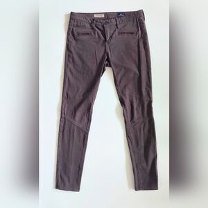 AG Adriano Goldschmied Size 28R US 6 Moto Zipper Ankle Pants Brown